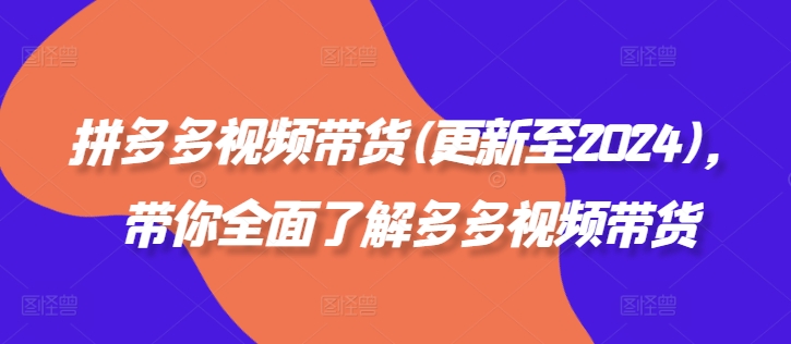 拼多多视频带货(更新至2024)，带你全面了解多多视频带货-云泽轻创网