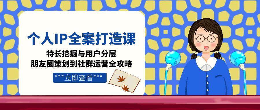 个人IP全案打造课,特长挖掘与用户分层,朋友圈策划到社群运营全攻略-云泽轻创网