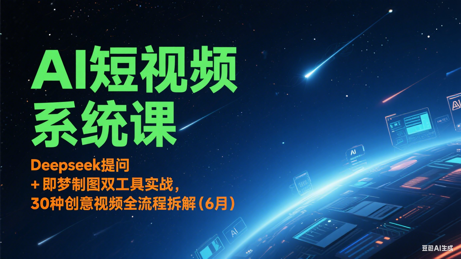 AI短视频系统课:Deepseek提问 + 即梦制图双工具实战,30种创意视频全流程拆解(6月)-云泽轻创网