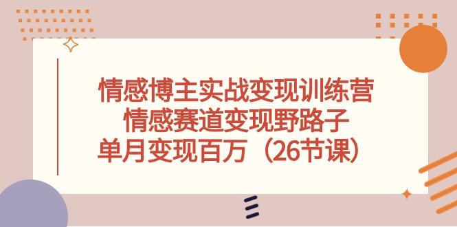 情感博主实战变现训练营，情感赛道变现野路子，单月变现百万(26节课-云泽轻创网