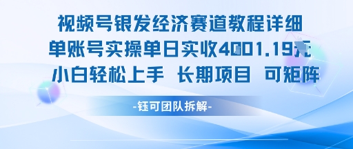 视频号银发经济赛道单账号实操单日实收1k+，小白轻松上手长期项目-云泽轻创网