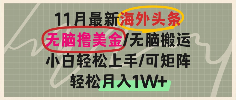 海外头条，无脑搬运撸美金，小白轻松上手，可矩阵操作，轻松月入1W+-云泽轻创网