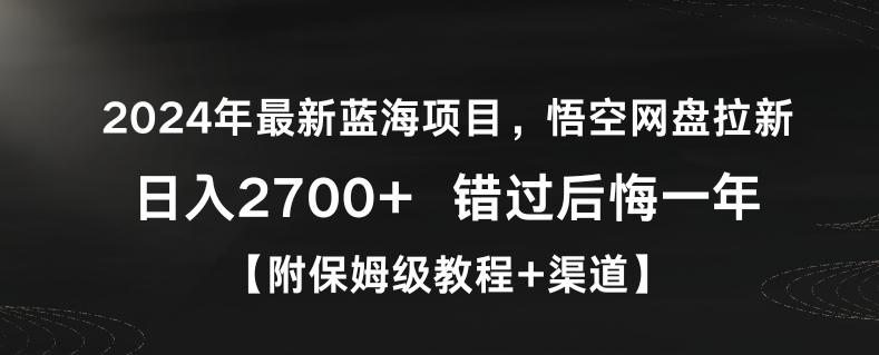 2024年最新蓝海项目，悟空网盘拉新，日入2700+错过后悔一年【附保姆级教程+渠道】【揭秘】-云泽轻创网