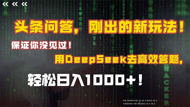 头条问答，刚出的新玩法！保证你没见过！结合Deepseek高效答题，轻松日...-云泽轻创网
