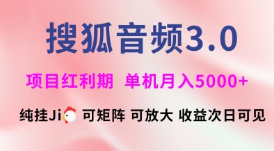 搜狐音频挂ji3.0.可矩阵可放大，独家技术，稳定月入5000+【揭秘】-云泽轻创网