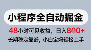 微信小程序全自动掘金，快速见收益，长期稳定靠谱，零基础友好，日入8张【揭秘】-云泽轻创网