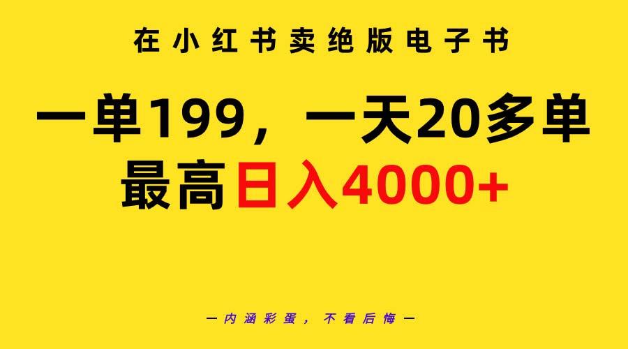 (9401期)在小红书卖绝版电子书，一单199 一天最多搞20多单，最高日入4000+教程+资料-云泽轻创网