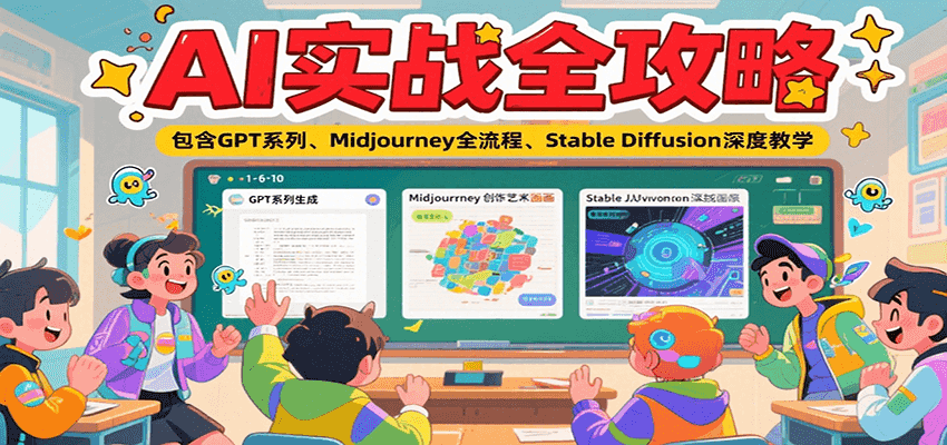 AI实战全攻略,包含GPT系列、Midjourney全流程、Stable Diffusion深度教学-云泽轻创网