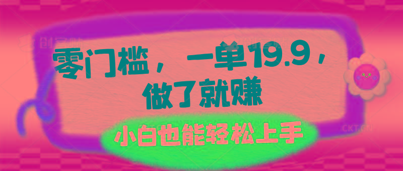 零门槛，一单19.9，做了就赚，小白也能轻松上手-云泽轻创网