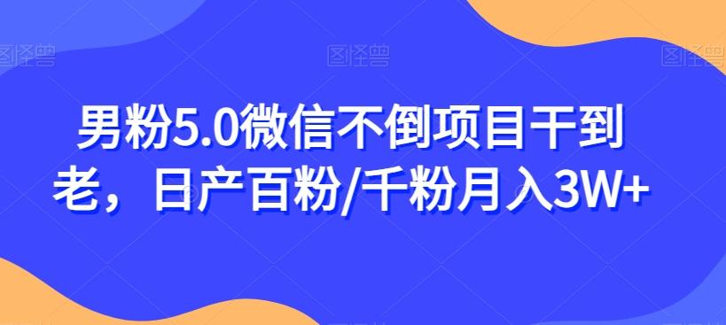 男粉5.0微信不倒项目干到老，日产百粉/千粉月入3W+【揭秘】-云泽轻创网