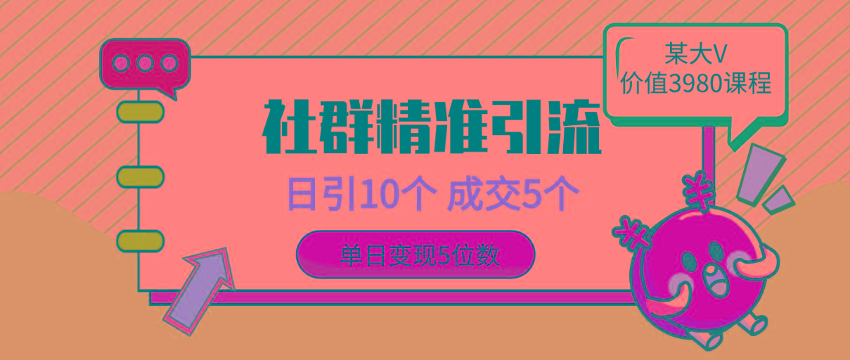 (9870期)社群精准引流高质量创业粉，日引10个，成交5个，变现五位数-云泽轻创网