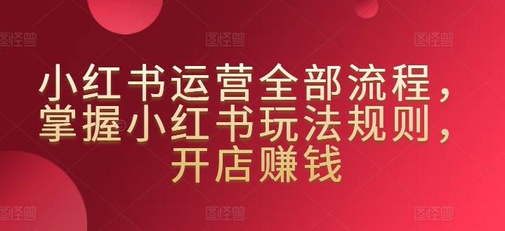 小红书运营全部流程，掌握小红书玩法规则，开店赚钱-云泽轻创网