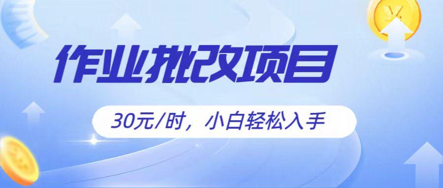 作业批改项目30元/时，简单小白轻松入手，非常适合兼职-云泽轻创网