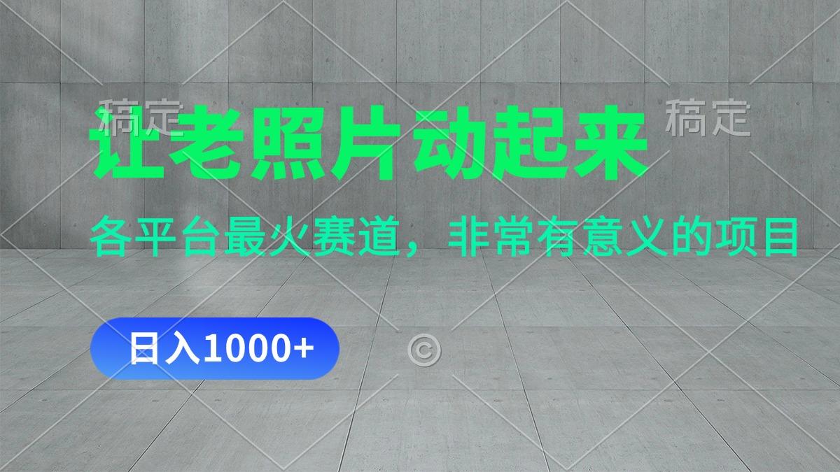 让老照片动起来，一天变现1000+，各平台最火赛道，看完就会-云泽轻创网