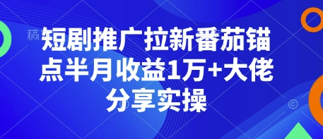 短剧推广拉新番茄锚点半月收益1万+大佬分享实操-云泽轻创网