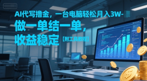 AI代写撸金，一台电脑轻松月入1-3W，做一单结一单，收益稳定【附工具教程】-云泽轻创网