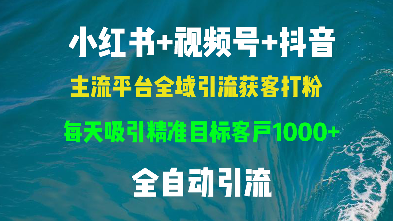 小红书，视频号，抖音主流平台全域引流获客打粉，每天吸引精准目标客户…-云泽轻创网
