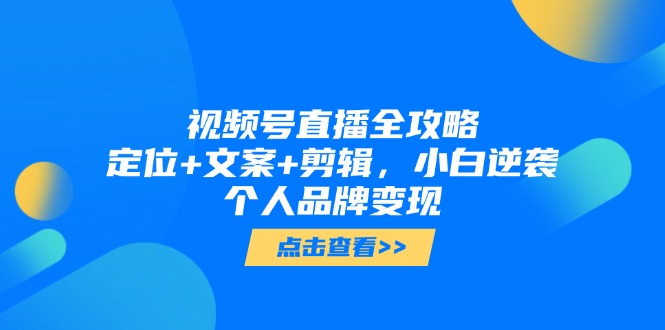 视频号直播全攻略，定位+文案+剪辑，小白逆袭个人品牌变现-云泽轻创网
