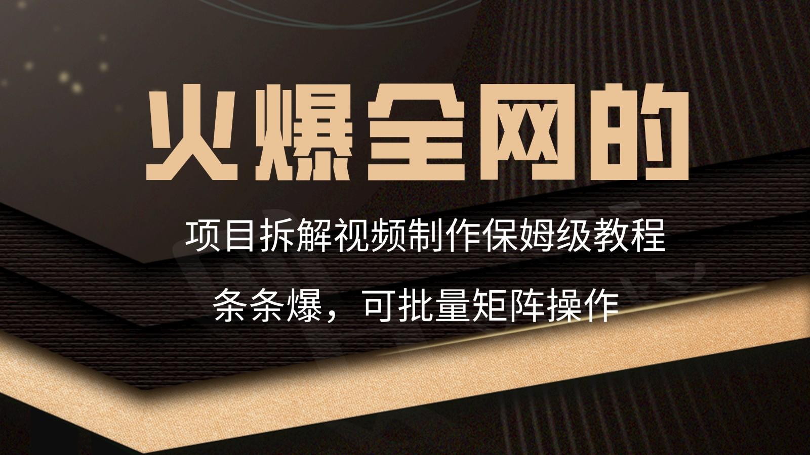 火爆全网的项目拆解类视频如何制作，条条爆，保姆级教程-云泽轻创网