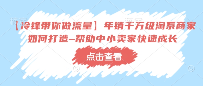 【冷锋带你做流量】年销千万级淘系商家如何打造–帮助中小卖家快速成长-云泽轻创网