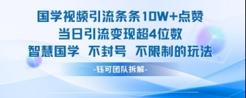 国学视频引流条条10W+点赞当日引流变现超4位数-云泽轻创网