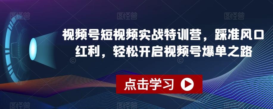 视频号短视频实战特训营，踩准风口红利，轻松开启视频号爆单之路-云泽轻创网
