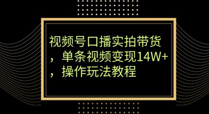 视频号口播实拍带货，单条视频变现14W+，操作玩法教程-云泽轻创网