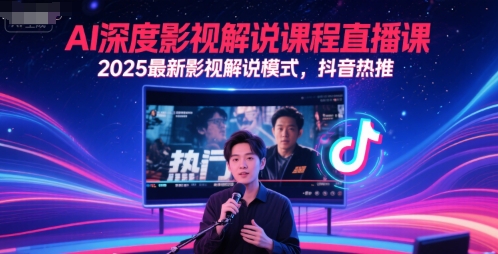 AI深度影视解说课程直播课，2025最新影视解说模式，抖音热推-云泽轻创网