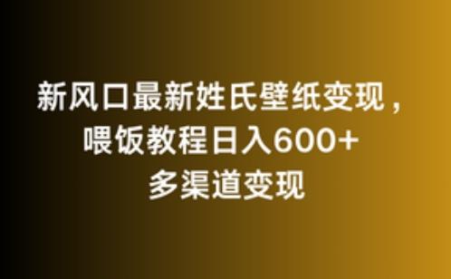 新风口最新姓氏壁纸变现，喂饭教程日入600+【揭秘】-云泽轻创网