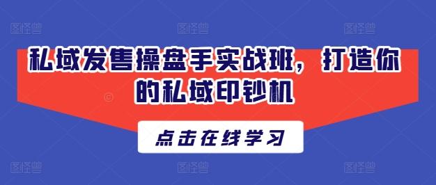 私域发售操盘手实战班，打造你的私域印钞机-云泽轻创网