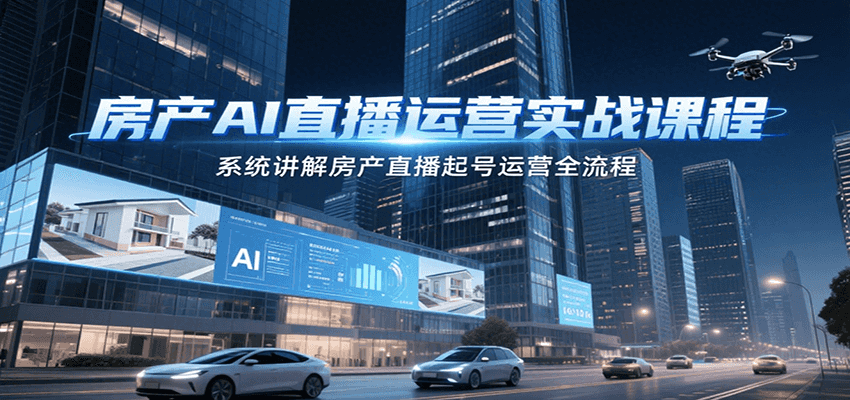 房产AI直播运营实战课程,系统讲解房产直播起号运营全流程-云泽轻创网