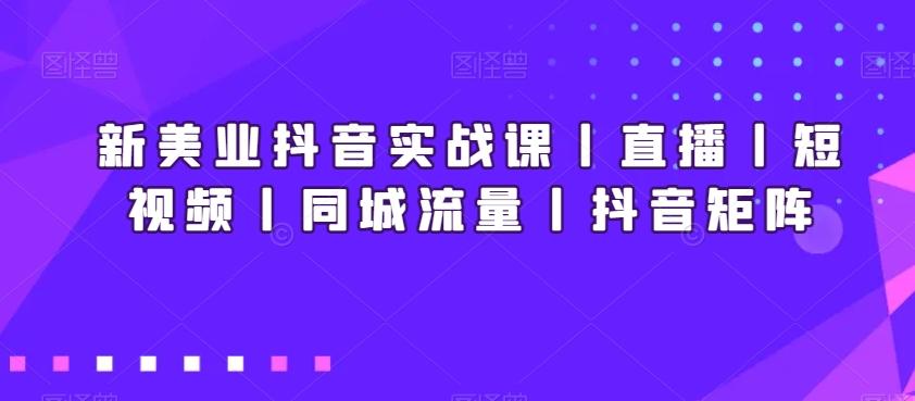 新美业抖音实战课丨直播丨短视频丨同城流量丨抖音矩阵-云泽轻创网