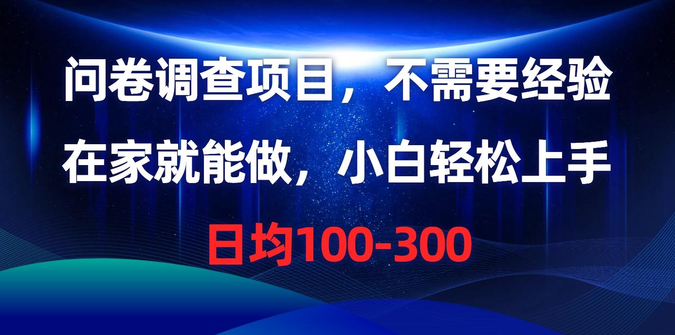 问卷调查项目，不需要经验，在家就能做，小白轻松上手，日均100-300-云泽轻创网