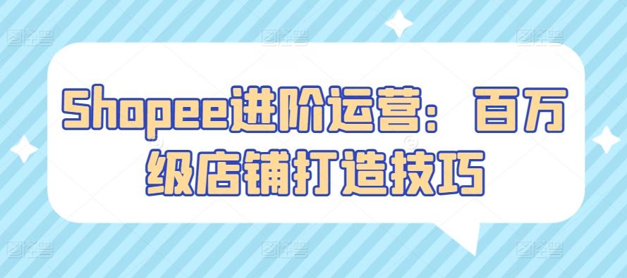 Shopee进阶运营：百万级店铺打造技巧-云泽轻创网