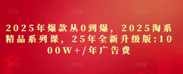 2025年爆款从0到爆，2025淘系精品系列课，25年全新升级版：1000W+1年广告费-云泽轻创网