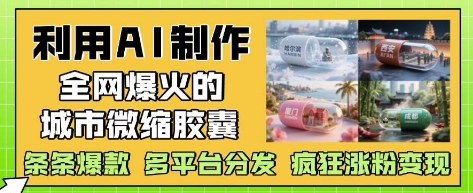 利用AI制作全网爆火的城市微缩胶囊，条条爆款， 多平台分发，疯狂涨粉变现-云泽轻创网