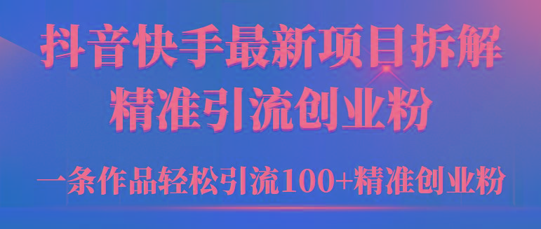 (9447期)2024年抖音快手最新项目拆解视频引流创业粉，一天轻松引流精准创业粉100+-云泽轻创网