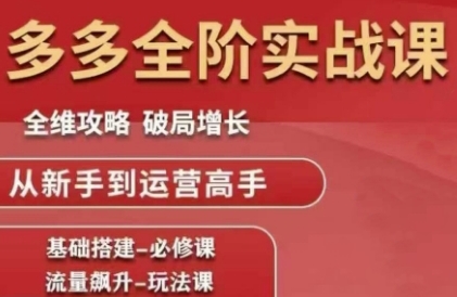 拼多多全阶实战课程，全维攻略，破局增长，从新手到运营高手-云泽轻创网