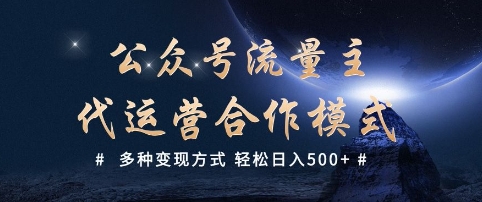 公众号流量主代运营  多种变现方式 轻松日入5张【揭秘】-云泽轻创网