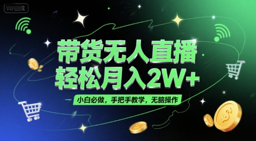 带货无人直播，轻松月入2W+，小白必做，手把手教学，无脑操作(附学习资料)-云泽轻创网