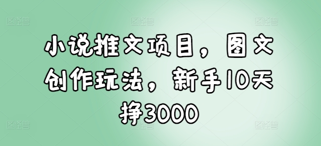 小说推文项目，图文创作玩法，新手10天挣3000-云泽轻创网