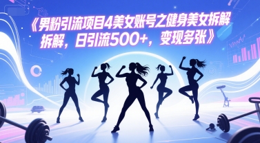 男粉引流项目4美女账号之健身美女拆解，日引流500+，变现多张-云泽轻创网