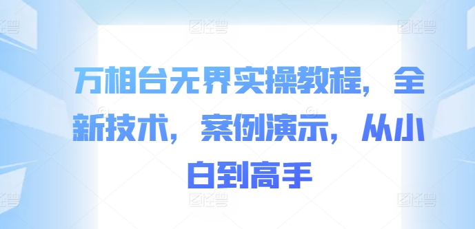 万相台无界实操教程，全新技术，案例演示，从小白到高手-云泽轻创网