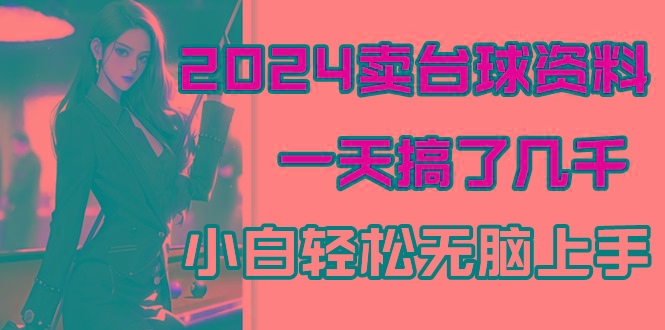 2024卖台球资料，一天搞了几千，小白轻松无脑上手-云泽轻创网