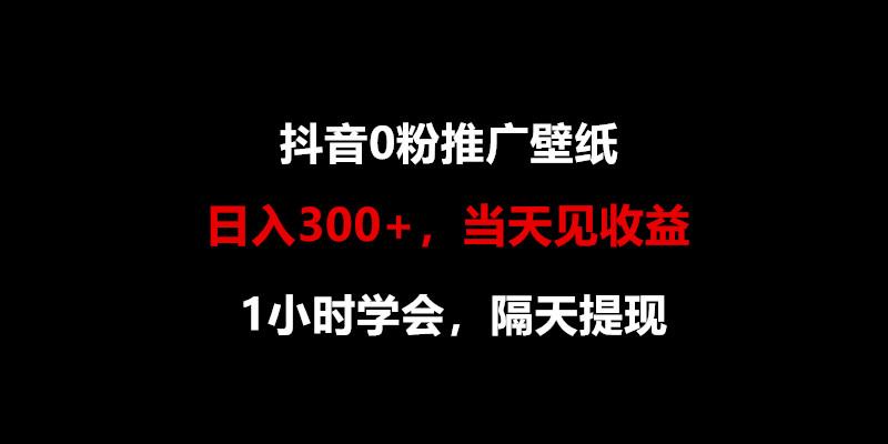 日入300+，抖音0粉推广壁纸，1小时学会，当天见收益，隔天提现-云泽轻创网
