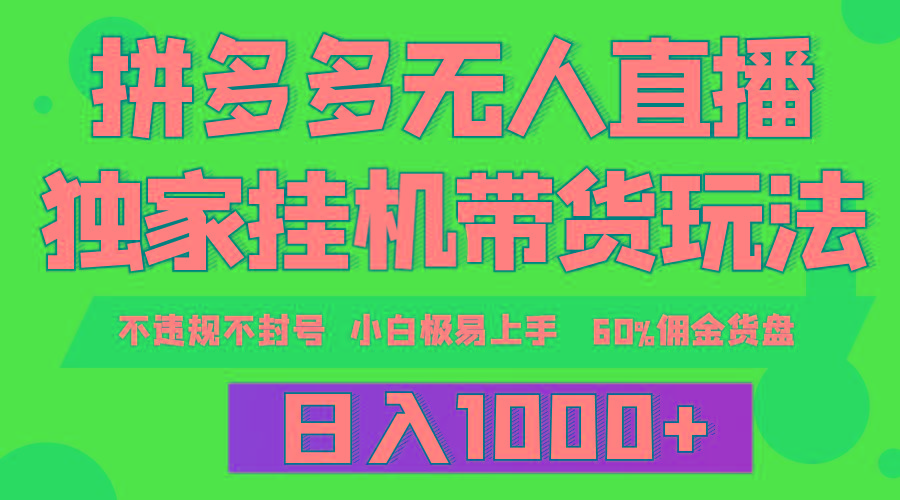 (9511期)拼多多无人直播带货，纯挂机模式，小白极易上手，不违规不封号， 轻松日…-云泽轻创网
