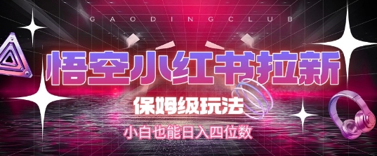 悟空小红书拉新，保姆级玩法，小白也能日入四位数-云泽轻创网