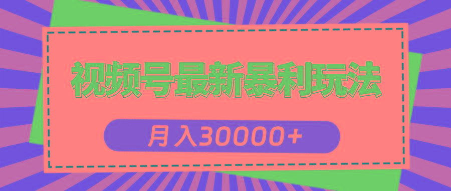 视频号最新暴利玩法，轻松月入30000+-云泽轻创网