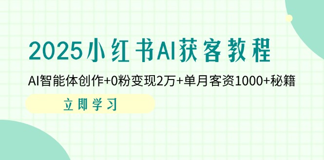 2025小红书AI获客教程：AI智能体创作+0粉变现2万+单月客资1000+秘籍-云泽轻创网