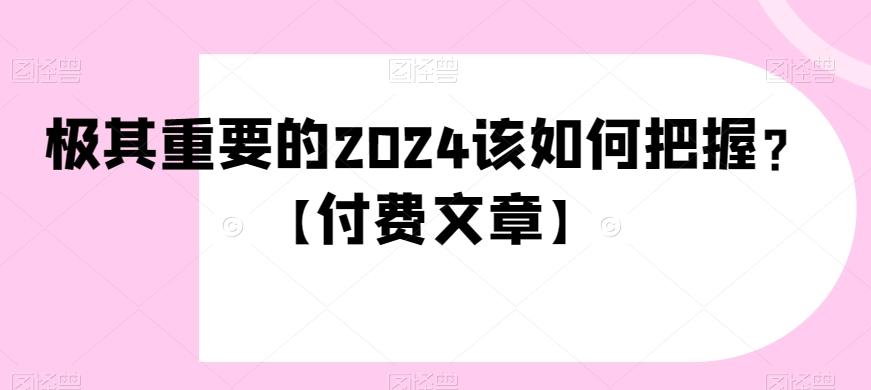 极其重要的2024该如何把握？【付费文章】-云泽轻创网